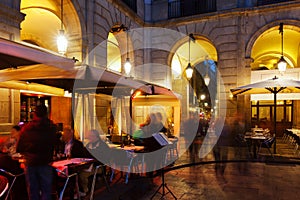 Street restaurants at Placa Reial. Barcelona