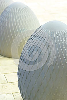 Street restraints made of egg-shaped concrete