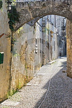 Street in Rhodes old town, Greece