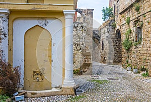 Street in Rhodes old town, Greece