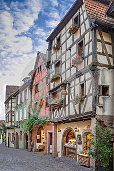 Street in Riquewihr, Alsace, France