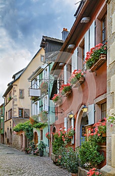 Street in Riquewihr, Alsace, France