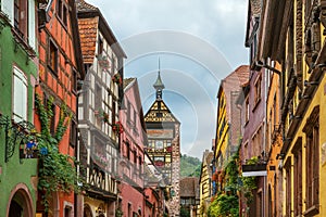 Street in Riquewihr, Alsace, France