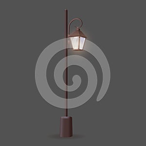 Street or road lantern in classic style, vector isolated object.