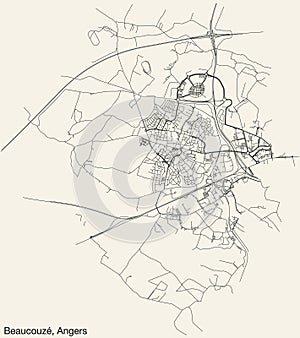 Street roads map of the BEAUCOUZÉ COMMUNE, ANGERS