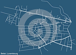 Street roads map of the Belair Quarter of Luxembourg City, Luxembourg