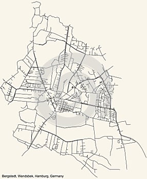 Street roads map of the Bergstedt quarter of the Wandsbek borough bezirk