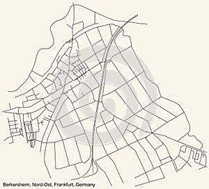 Street roads map of the Berkersheim city district of the Nord-Ost urban district ortsbezirk of Frankfurt am Main, Germany