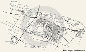 Street roads map of BEUNINGEN, NETHERLANDS