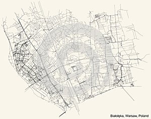 Street roads map of the BiaÅ‚oÅ‚Ä™ka district of Warsaw, Poland