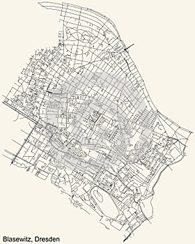 Street roads map of the Blasewitz district of Dresden, Germany