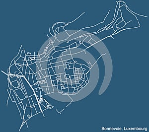 Street roads map of the Bonnevoie Quarter of Luxembourg City, Luxembourg