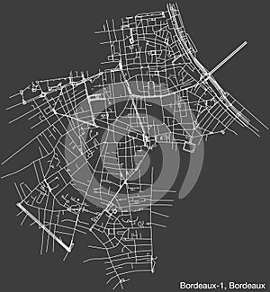 Street roads map of the BORDEAUX-1 CANTON, BORDEAUX