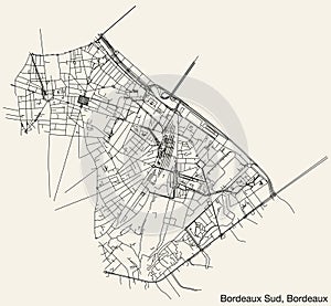 Street roads map of the BORDEAUX SUD QUARTER, BORDEAUX