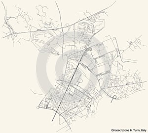 Street roads map of the borough Circoscrizione 6 Barriera di Milano, Regio Parco, Barca, Bertolla, Falchera, Rebaudengo, Villaret photo