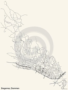 Street roads map of the BRAGERNES MUNICIPALITY of Drammen, Norway