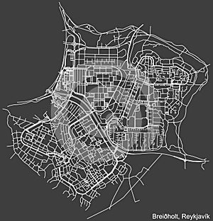 Street roads map of the BREIÃHOLT DISTRICT, REYKJAVIK