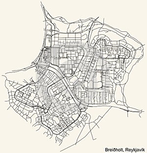 Street roads map of the BREIÃHOLT DISTRICT, REYKJAVIK