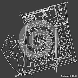 Street roads map of the BUITENHOF DISTRICT, DELFT
