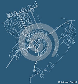 Street roads map of the Butetown electoral ward of Cardiff, United Kingdom