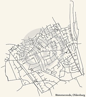 Street roads map of the BÃœMMERSTEDE DISTRICT, OLDENBURG