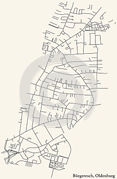 Street roads map of the BÃœRGERESCH DISTRICT, OLDENBURG