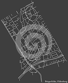 Street roads map of the BÃœRGERFELDE DISTRICT, OLDENBURG