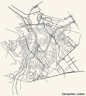 Street roads map of the Campolide civil parish of Lisbon, Portugal photo