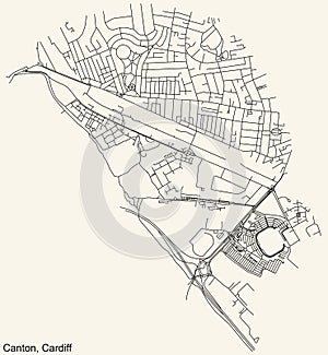 Street roads map of the Canton electoral ward of Cardiff, United Kingdom