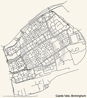 Street roads map of the Castle Vale neighborhood of Birmingham, United Kingdom