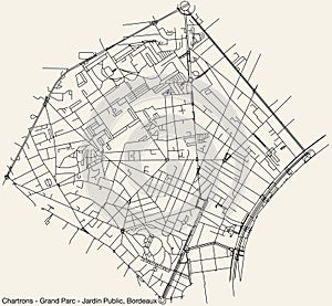 Street roads map of the CHARTRONS - GRAND PARC - JARDIN PUBLIC QUARTER, BORDEAUX