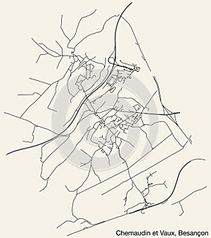 Street roads map of the CHEMAUDIN ET VAUX COMMUNE, BESANCON