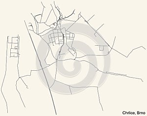 Street roads map of the Chrlice district of Brno, Czech Republic