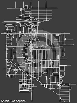 Street roads map of the CITY OF ARTESIA, LOS ANGELES CITY COUNCIL