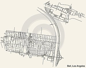 Street roads map of the CITY OF BELL, LOS ANGELES CITY COUNCIL