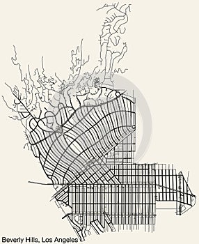 Street roads map of the CITY OF BEVERLY HILLS, LOS ANGELES CITY COUNCIL