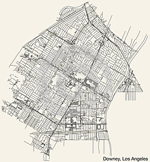 Street roads map of the CITY OF DOWNEY, LOS ANGELES CITY COUNCIL