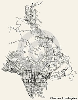 Street roads map of the CITY OF GLENDALE, LOS ANGELES CITY COUNCIL