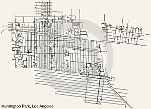 Street roads map of the CITY OF HUNTINGTON PARK, LOS ANGELES CITY COUNCIL