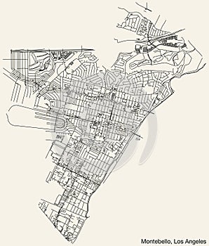 Street roads map of the CITY OF MONTEBELLO, LOS ANGELES CITY COUNCIL