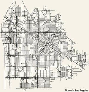 Street roads map of the CITY OF NORWALK, LOS ANGELES CITY COUNCIL