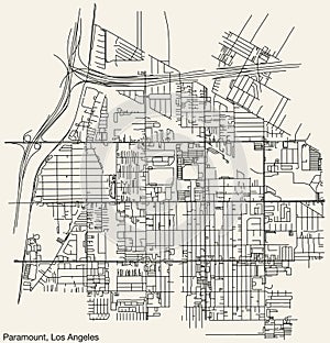 Street roads map of the CITY OF PARAMOUNT, LOS ANGELES CITY COUNCIL