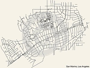 Street roads map of the CITY OF SAN MARINO, LOS ANGELES CITY COUNCIL