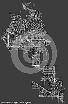 Street roads map of the CITY OF SANTA FE SPRINGS, LOS ANGELES CITY COUNCIL