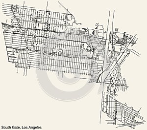 Street roads map of the CITY OF SOUTH GATE, LOS ANGELES CITY COUNCIL