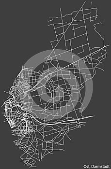 Street roads map of the DARMSTADT-OST DISTRICT, DARMSTADT