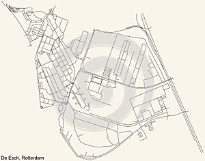 Street roads map of the De Esch neighbourhood of Rotterdam, Netherlands