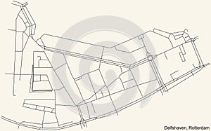 Street roads map of the Delfshaven neighbourhood of Rotterdam, Netherlands