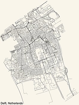 Street roads map of DELFT, NETHERLANDS