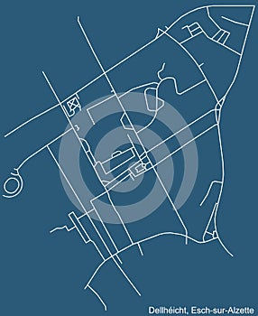 Street roads map of the DellhÃ©icht Quarter of Esch-sur-Alzette, Luxembourg